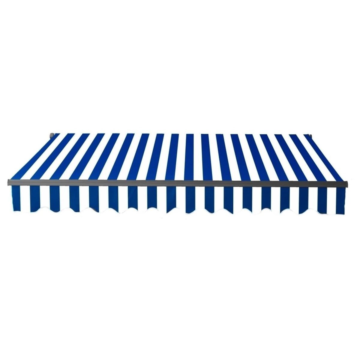 Black Frame Motorized Retractable Patio Canopy Awning 12'x10' Blue/White F44486