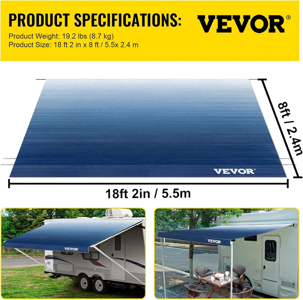 19 FT Slate Blue Vinyl RV Awning Replacement Fabric M4854