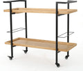 Natural Finish Black Wooden Bar Cart Y360613