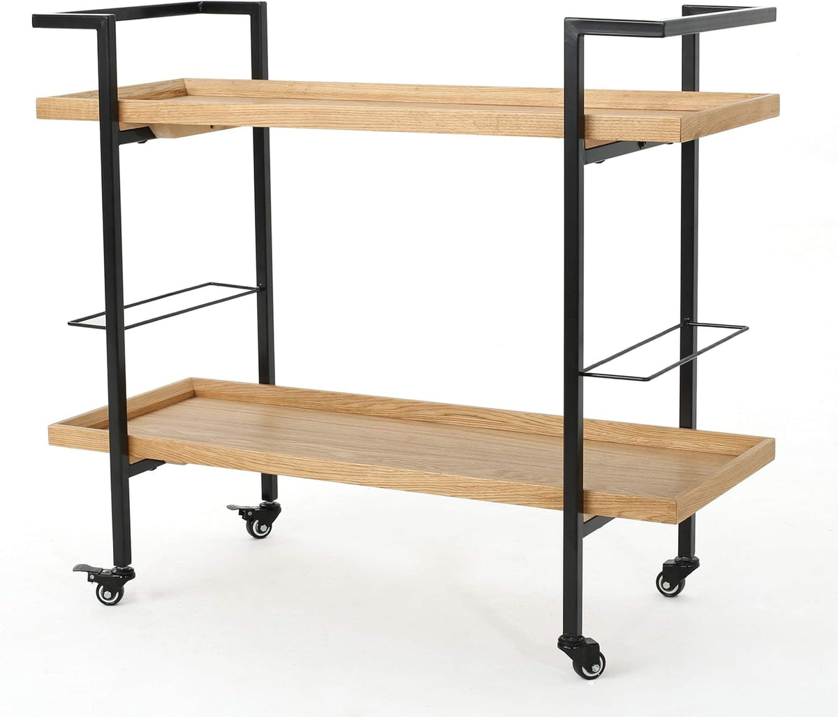 Natural Finish Black Wooden Bar Cart Y360613