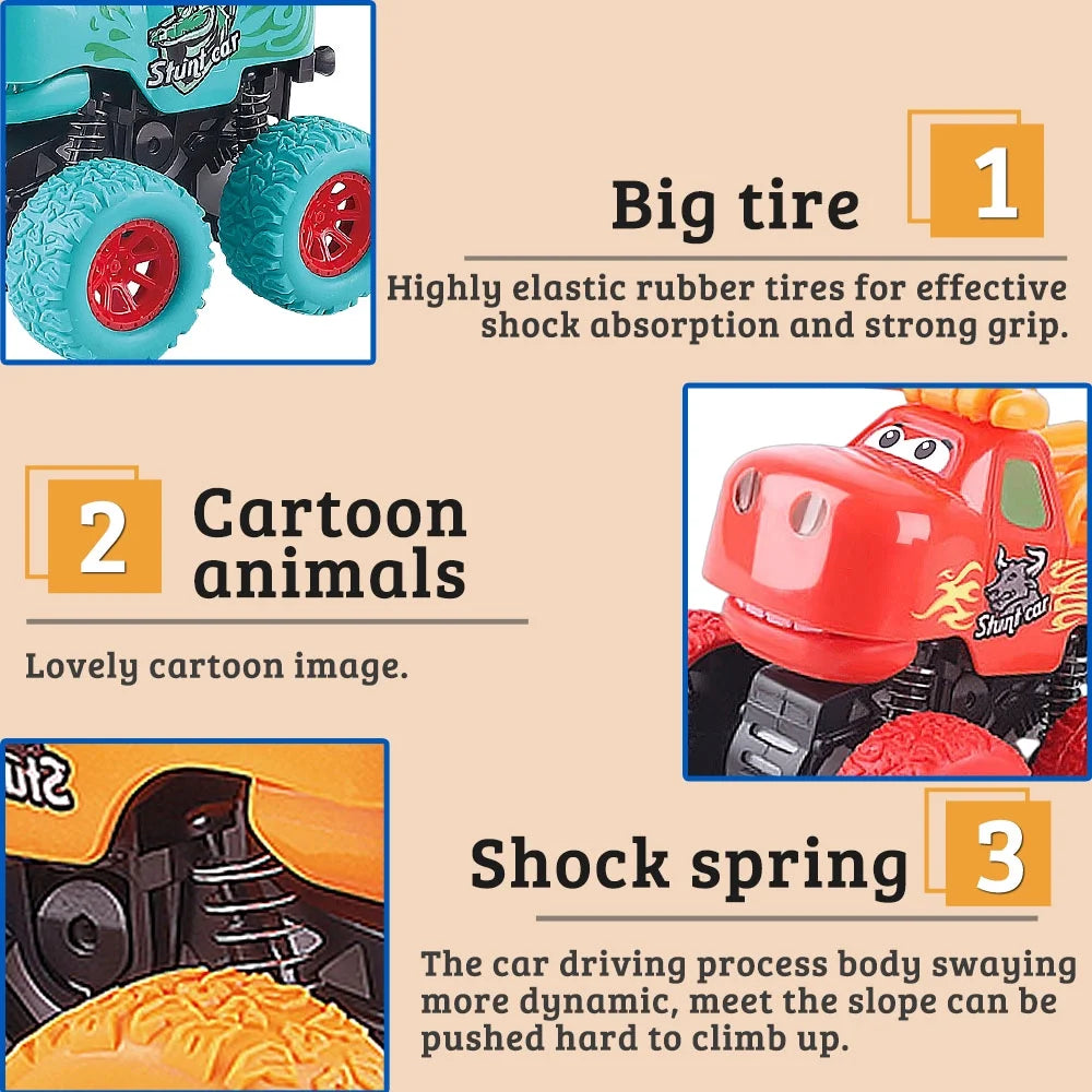Monster Truck Toy Set with Pull Back Leopard and Free Wheel Crocodile Toy Trucks P3237