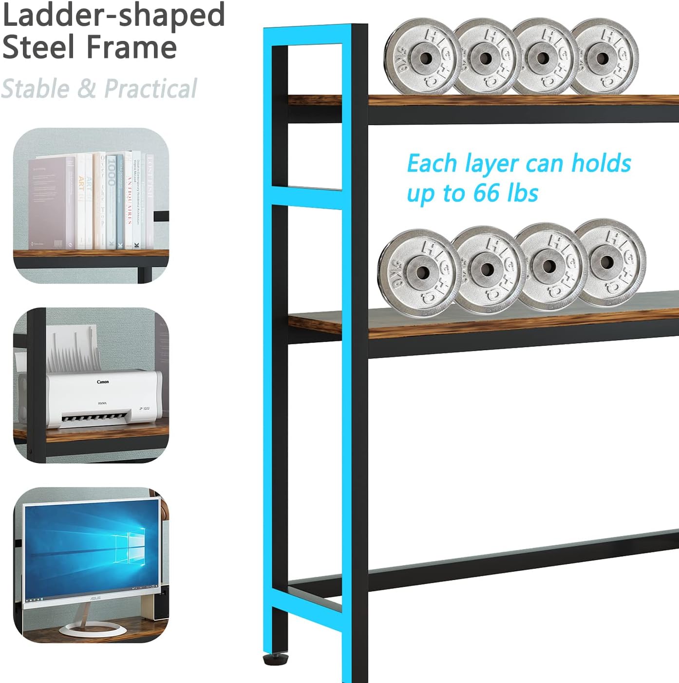 2-Tier Brown Wood Desktop Bookcase E89715