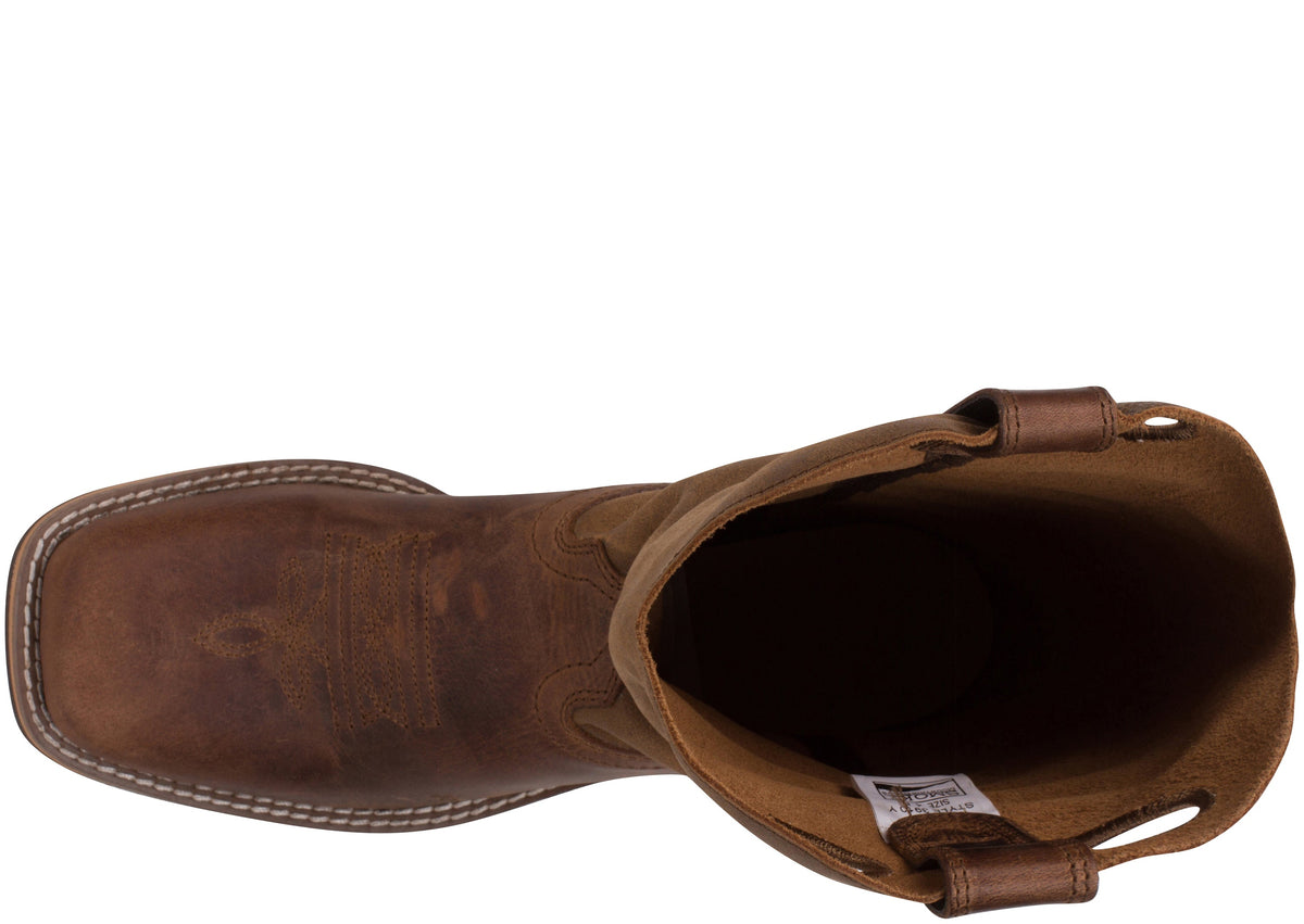 Distressed Brown Square Toe Western Boot F273