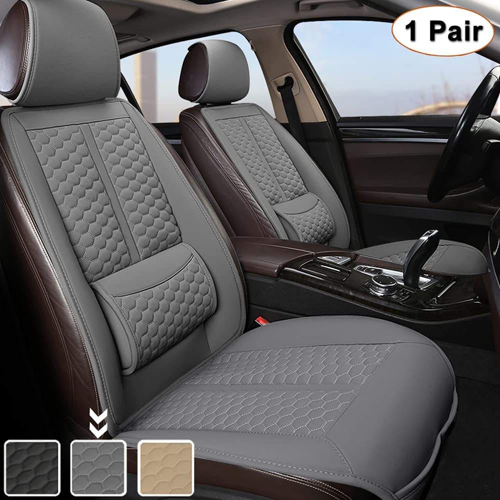 Black Car Seat Covers, 1 Pair Universal Sideless Seat Protectors with Lumbar Support and Headrest Cover, Pack of 2 O14277