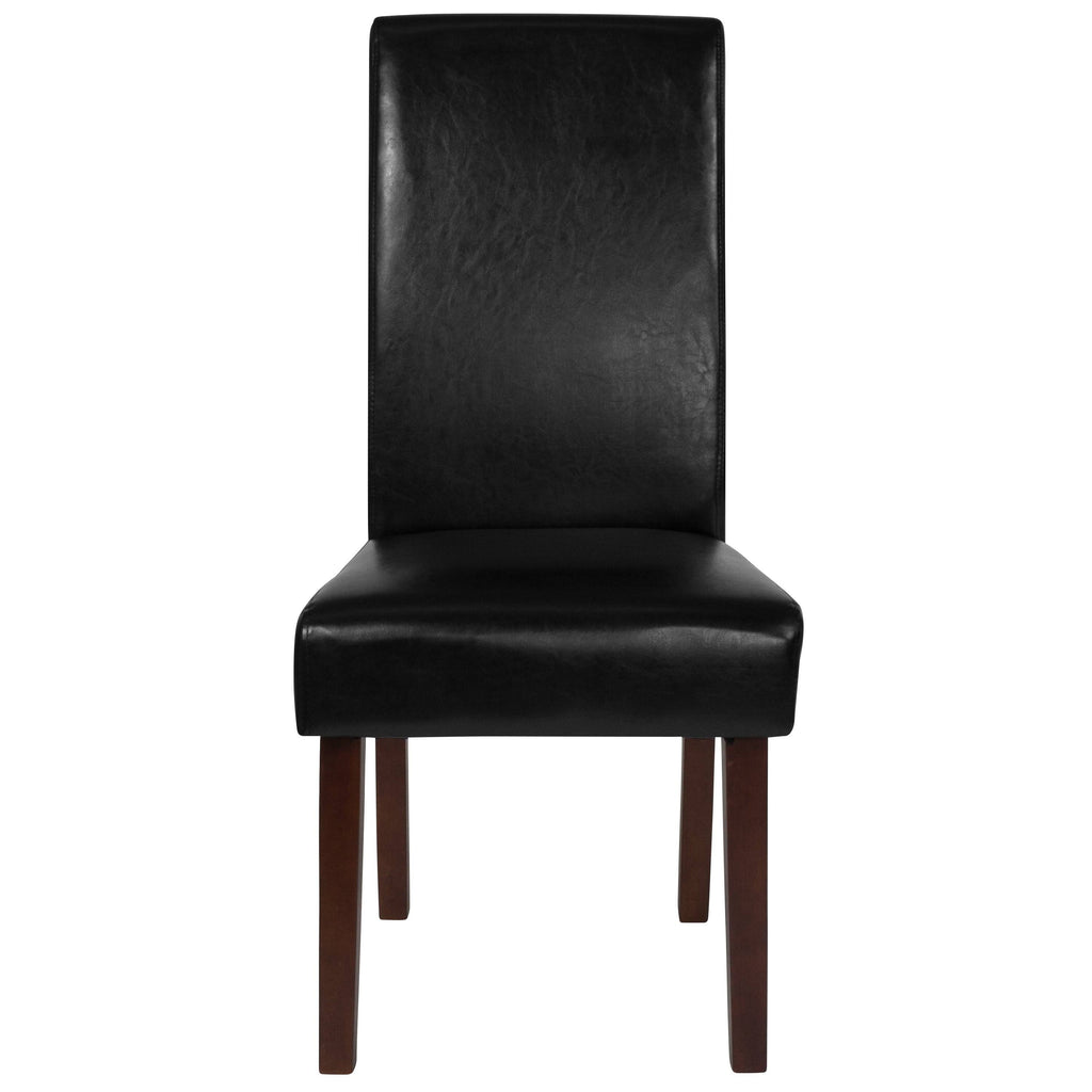 Brown LeatherSoft Parsons Chair with Mahogany Legs I80098