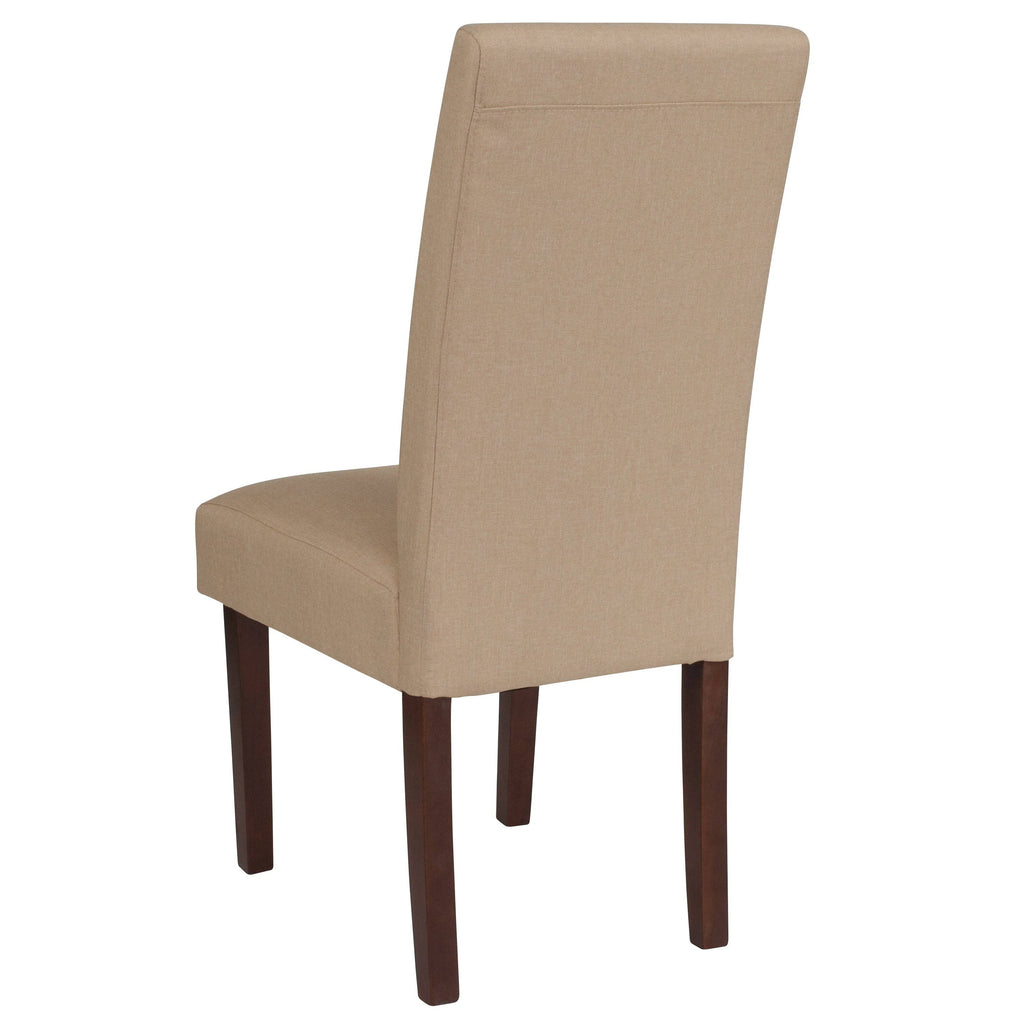 Brown LeatherSoft Parsons Chair with Mahogany Legs I80098