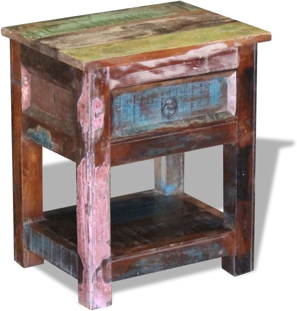 Solid Reclaimed Wood Side End Table with 1 Drawer V567700