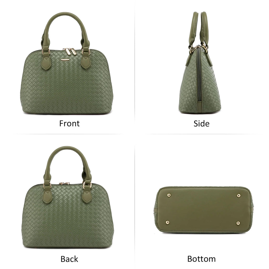 Dome Satchel Handbags with Double Zipper V821969