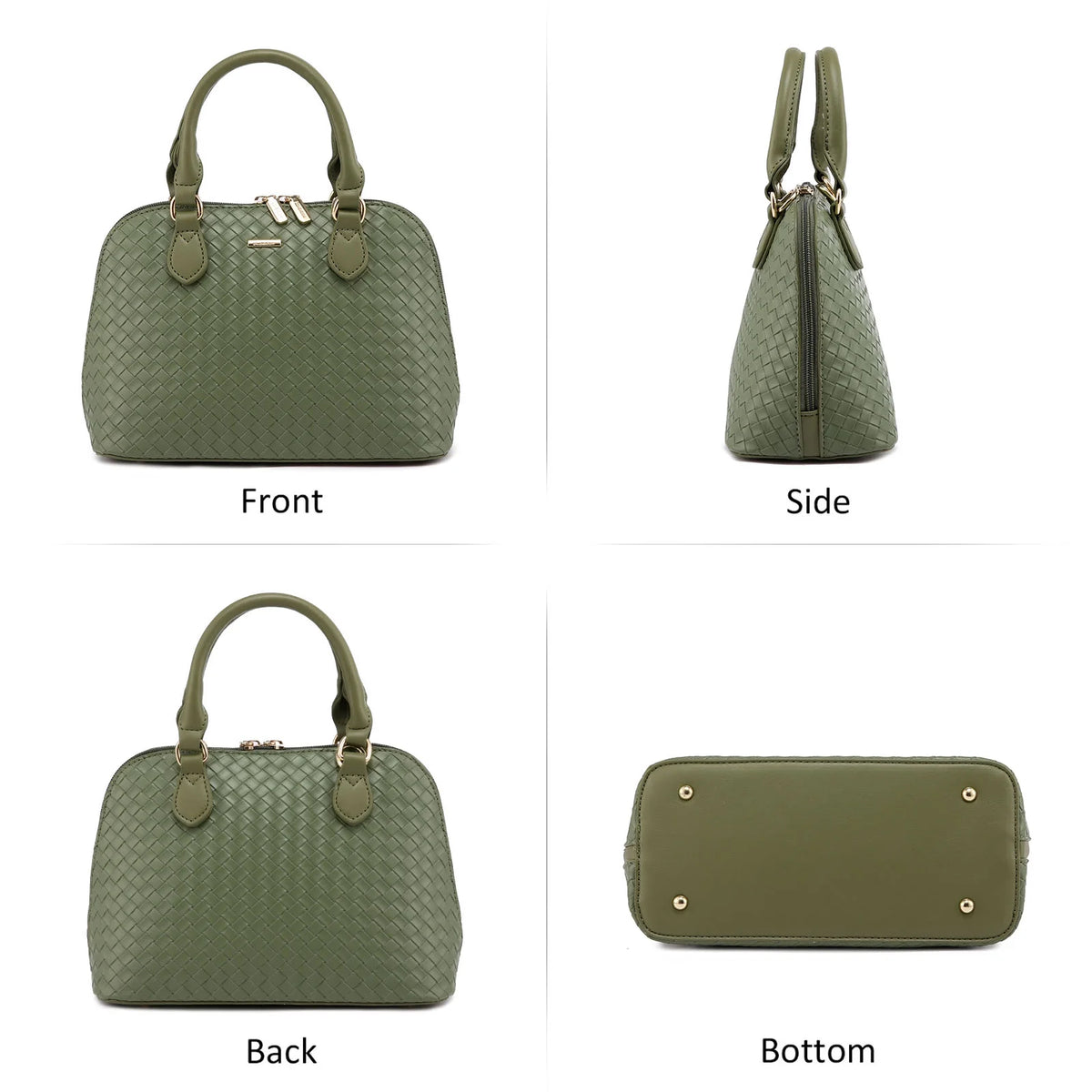 Dome Satchel Handbags with Double Zipper V821969