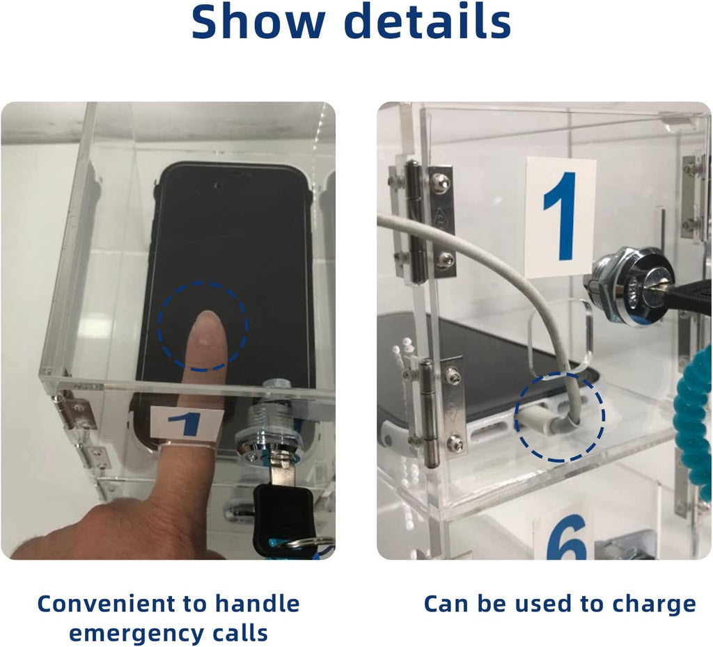 Wall-Mounted Acrylic Cell Phone Storage Cabinet with Door Locks and Keys V929989