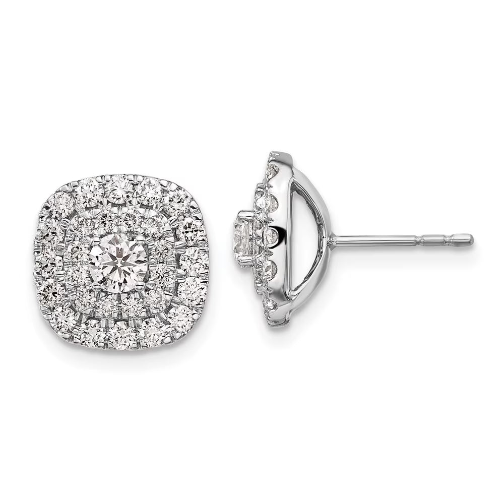 14k White Gold Lab Grown Diamond & Pink Sapphire Heart Stud Earrings T185