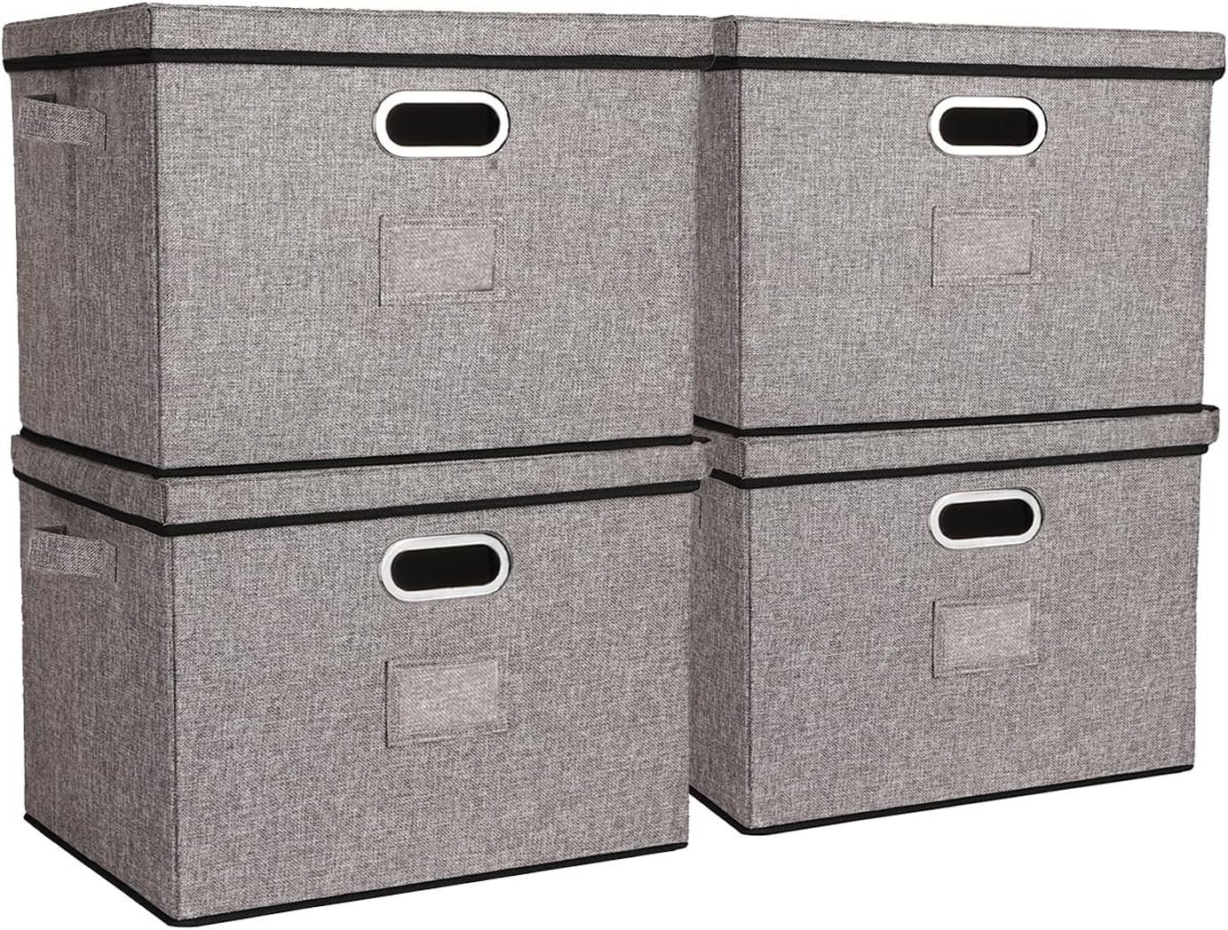 Foldable Storage Bins with Lids and Metal Handle, 4-Pack N47138