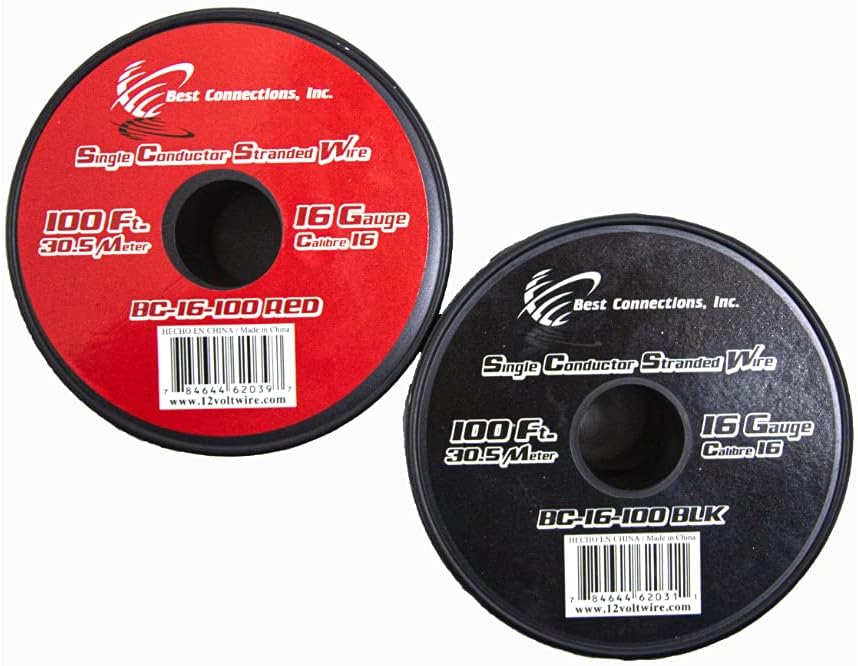 16 Gauge Red & Black Stranded Copper Clad Wire 100 Ft Each, Pack of 2 H528722