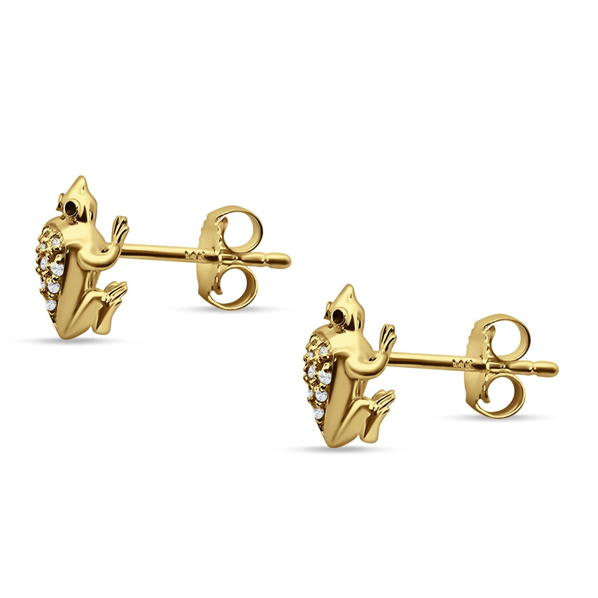 14K Yellow Gold Frog Stud Earrings U855183