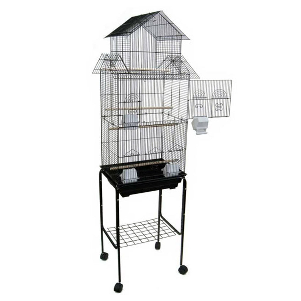 Black Tall Pagoda Top Bird Cage with Stand, 18 inch x 14 inch L283