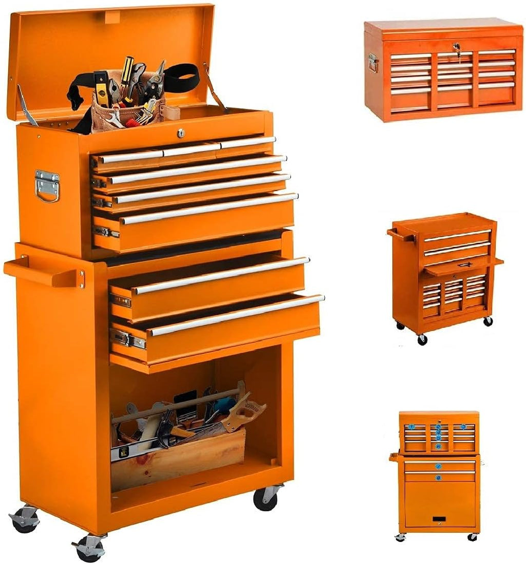 Red 8 Drawer Rolling Tool Chest with Wheels D7735