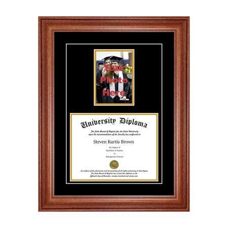 Walnut 2 inch Diploma Frame with 5x7 Photo and Double Matting F1470