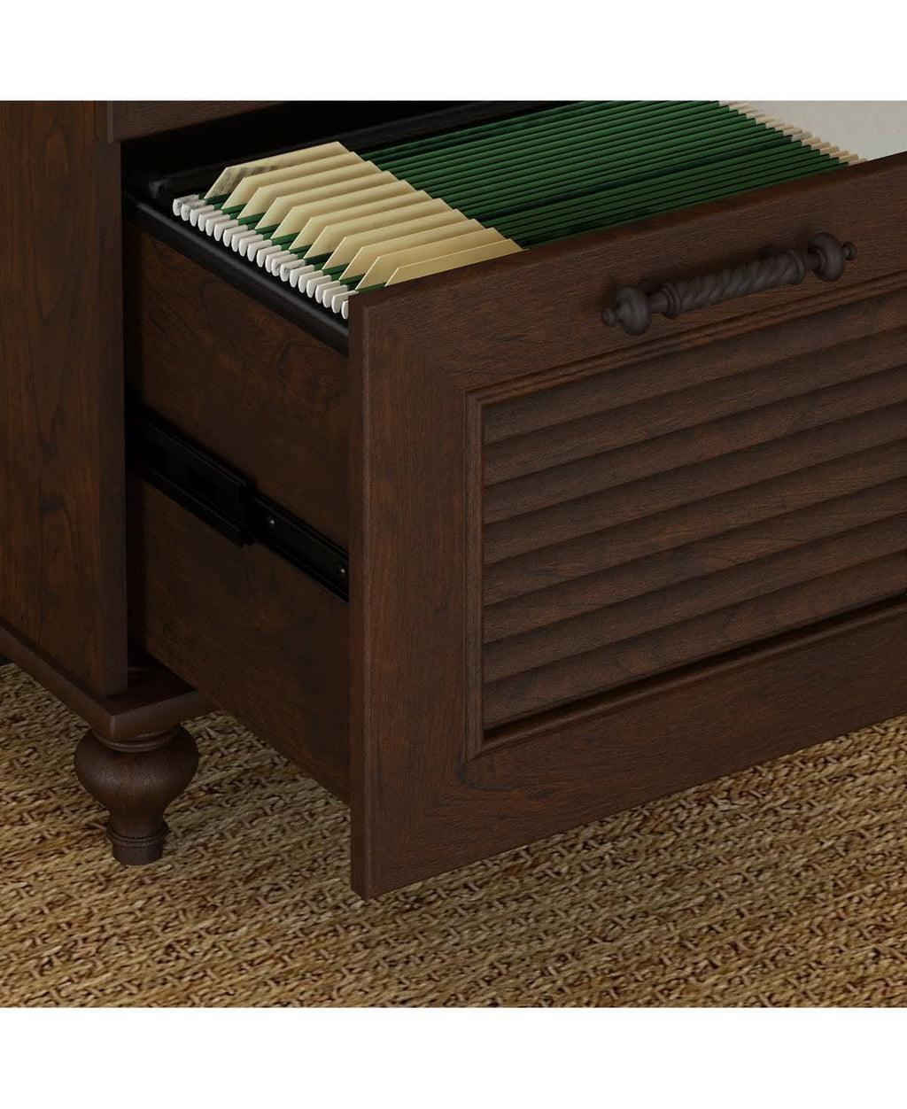 51x22 Desk with File Cabinet, Coastal Cherry W99346