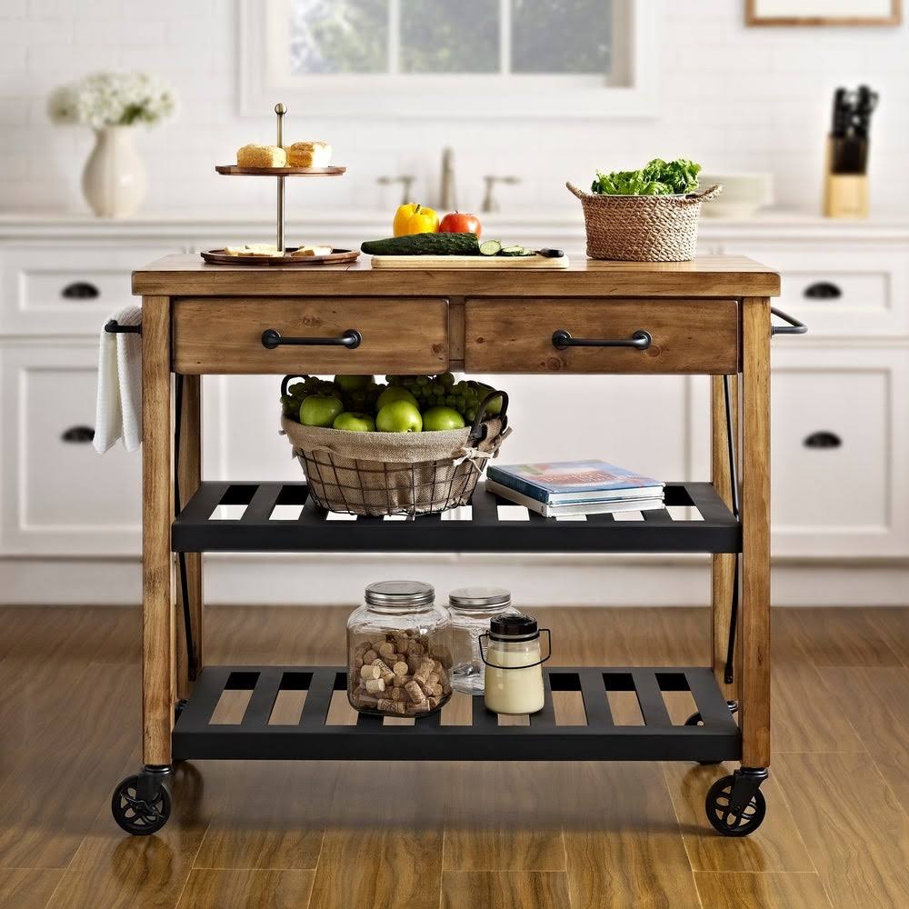 Natural Wood and Metal Kitchen Cart W90882