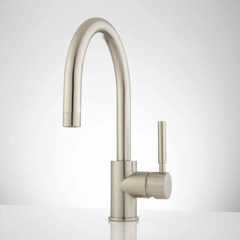 Brushed Nickel Single Hole Bathroom Faucet with Pop-Up Drain Assembly G4674