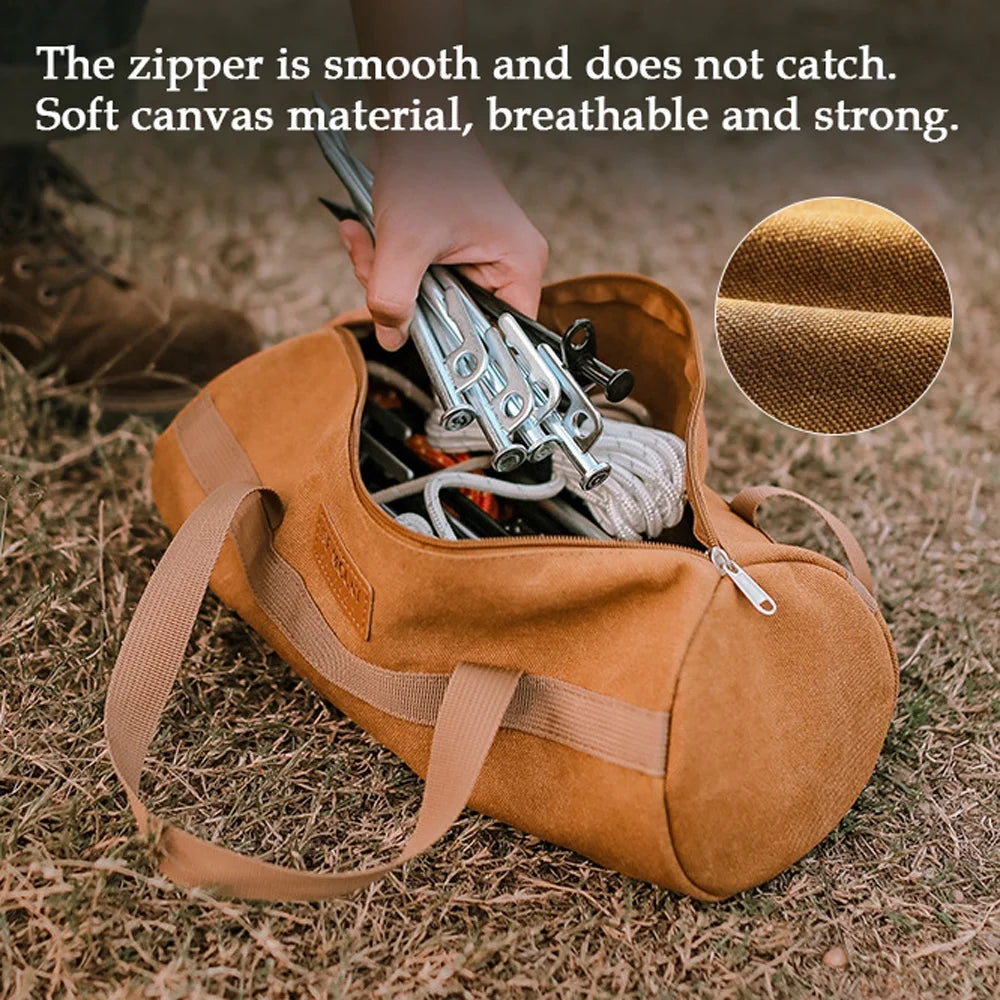 Khaki Canvas Tent Ground Nail Storage Bag M96461
