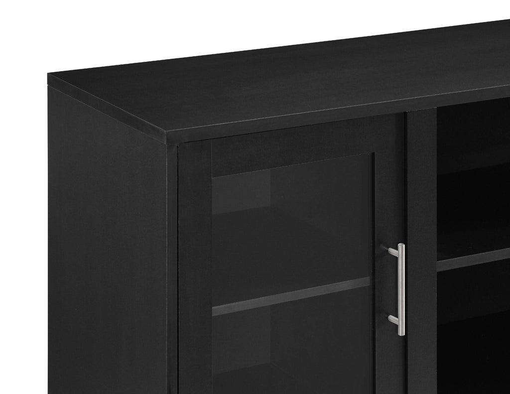 Black Wood Media TV Stand with 2 Storage Cabinets A139