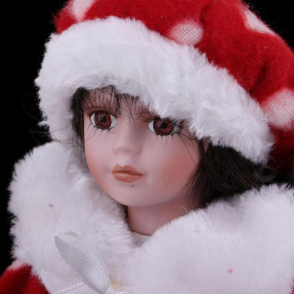Porcelain Doll With Metal Stand For 1/6 Scale Dollhouse Red Y5093