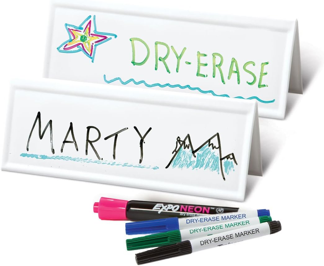 White Dry-Erase Name Tent Cards, 8.75 x 3, 10 Pack U74431