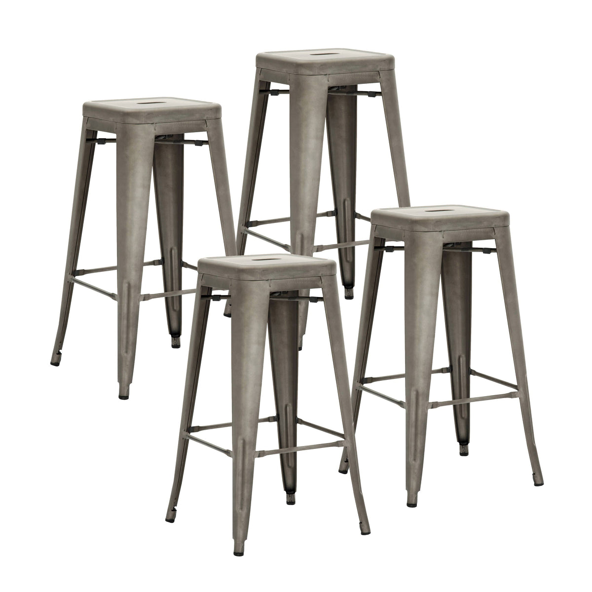 Metal Bar Stool Set of 4 Gunmetal Gray J687514