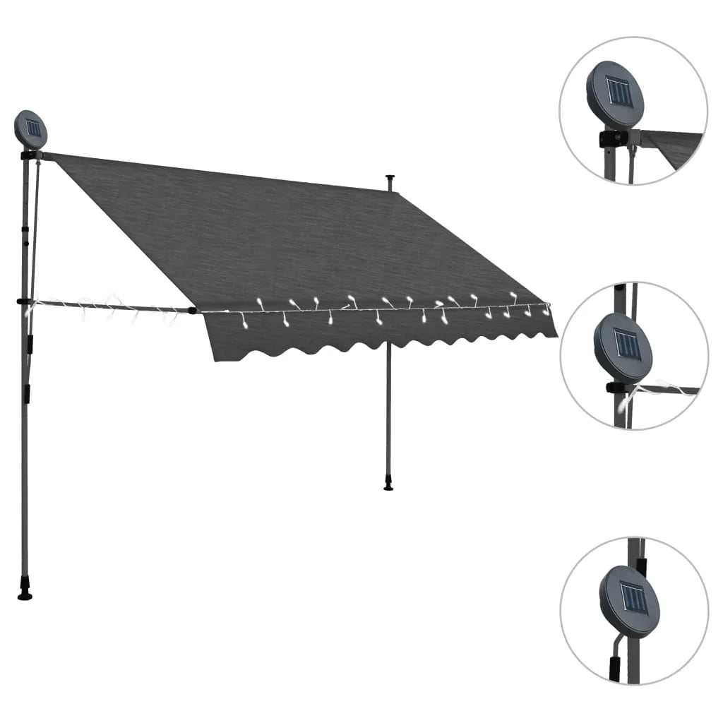 Manual Retractable Awning with LED 118.1" Anthracite S907