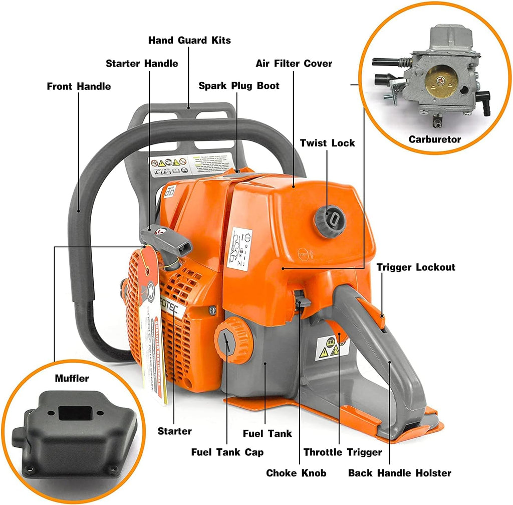 92cc 2-Cycle 5.2KW 6.4HP Gasoline Chain Saw Z914