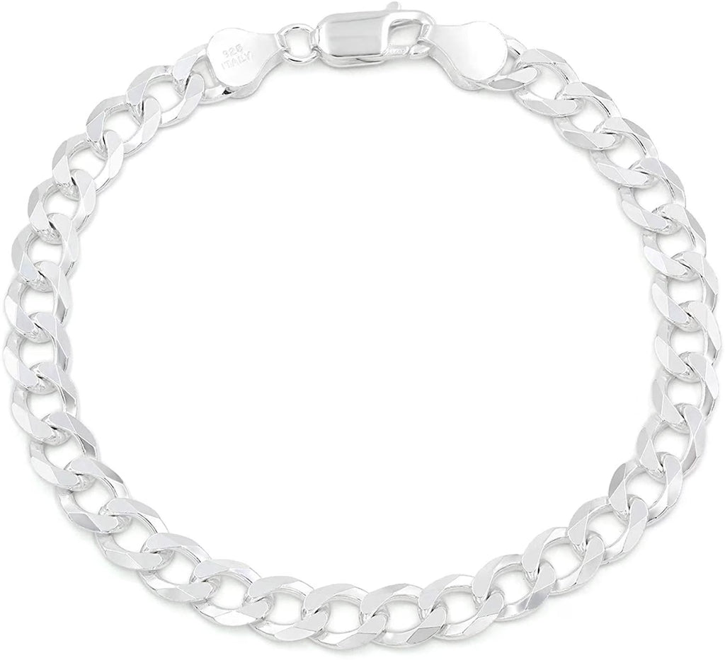 925 Italian Sterling Silver 6.5mm Solid Cuban Bracelet D583371