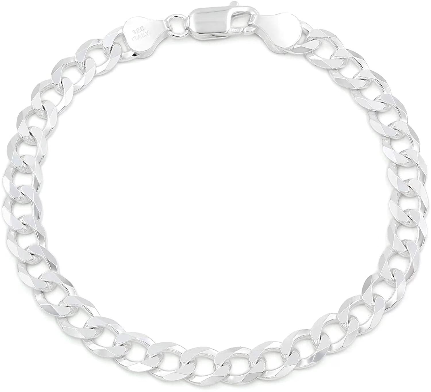 925 Italian Sterling Silver 6.5mm Solid Cuban Bracelet D583371