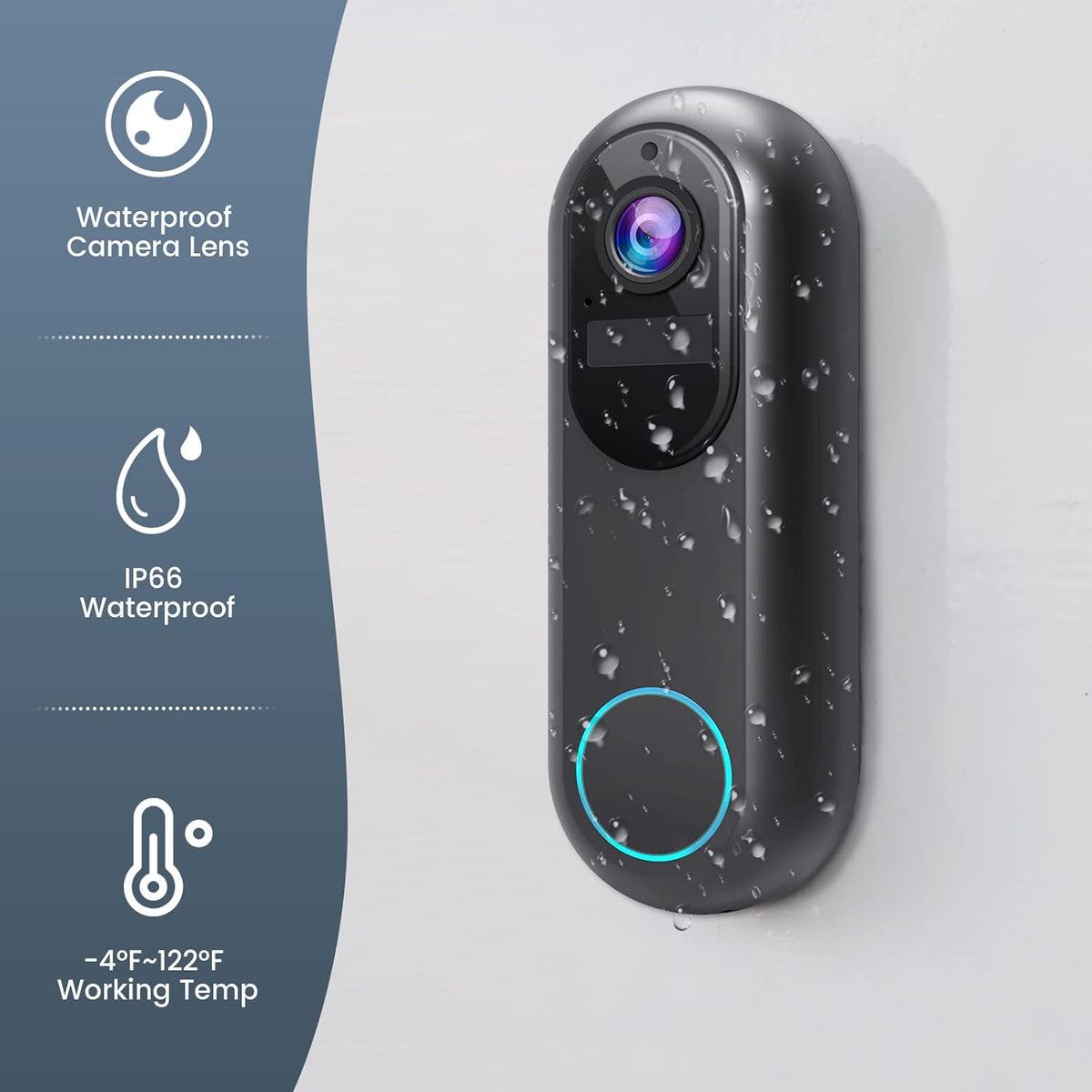 2 Pack 1080P HD WiFi Video Doorbell Camera with Wireless Chime I8065