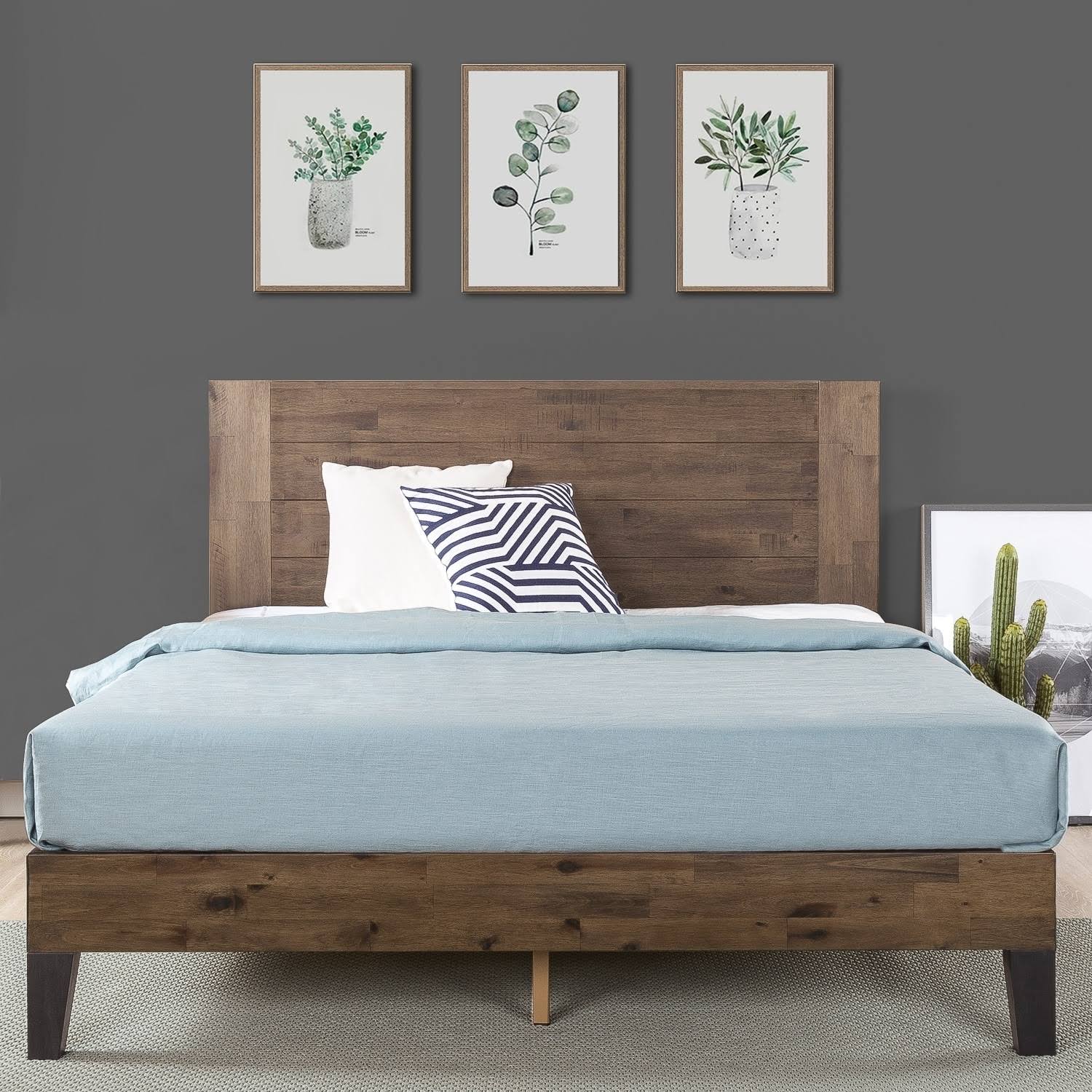 Queen Pine Wood Platform Bed F931