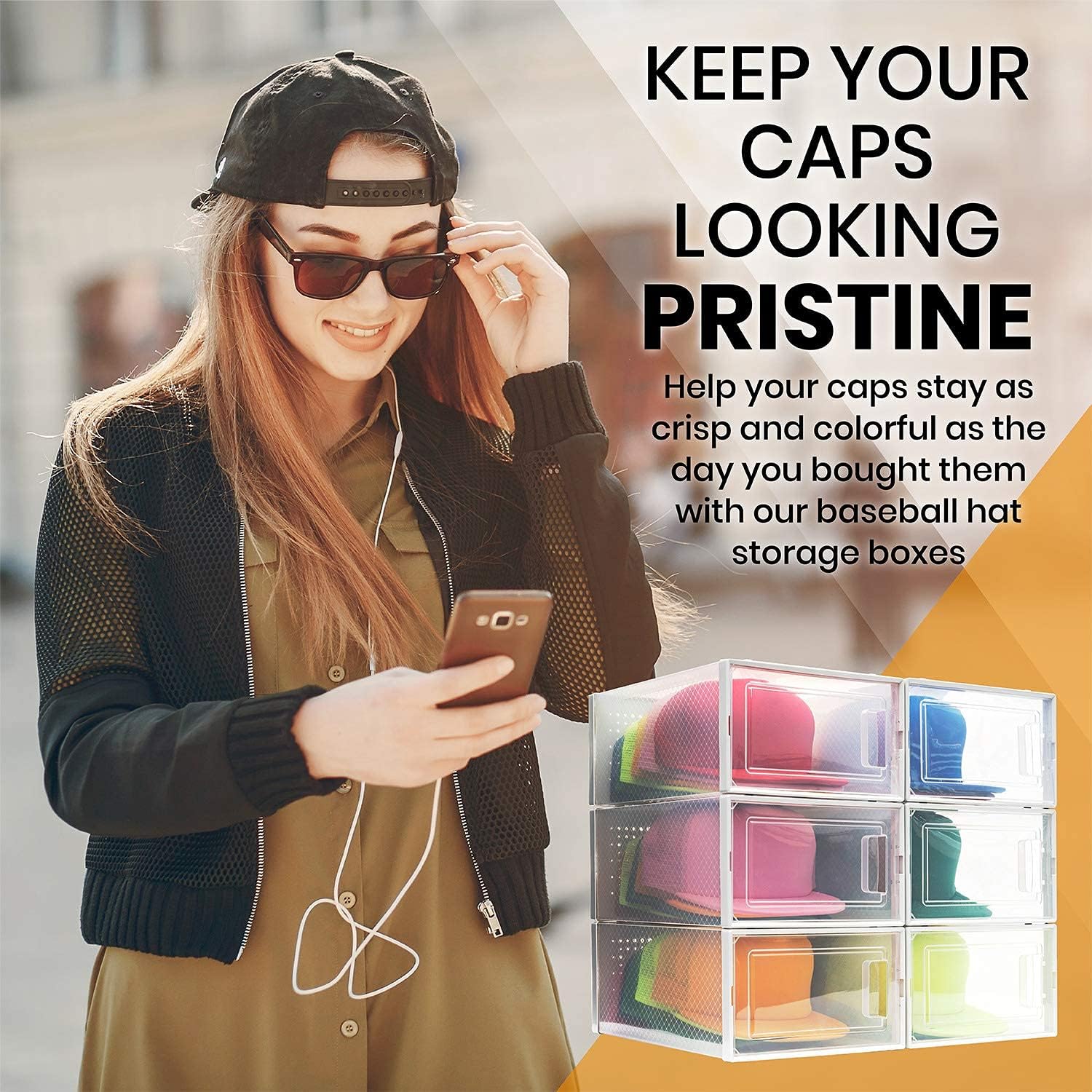 Hat Organizer Pack of 6 Transparent Hat Storage Box P72823
