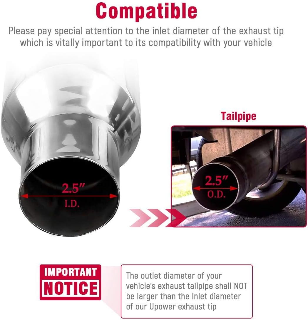 2.5" to 4" 304 Stainless Steel Exhaust Tip Pack of 2 I67734