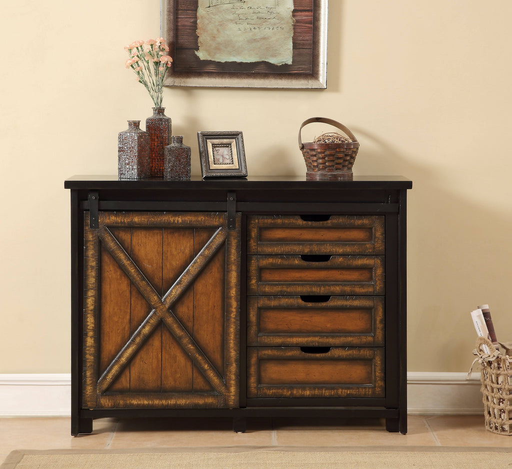 Four Drawer One Sliding Door Media Cabinet B951