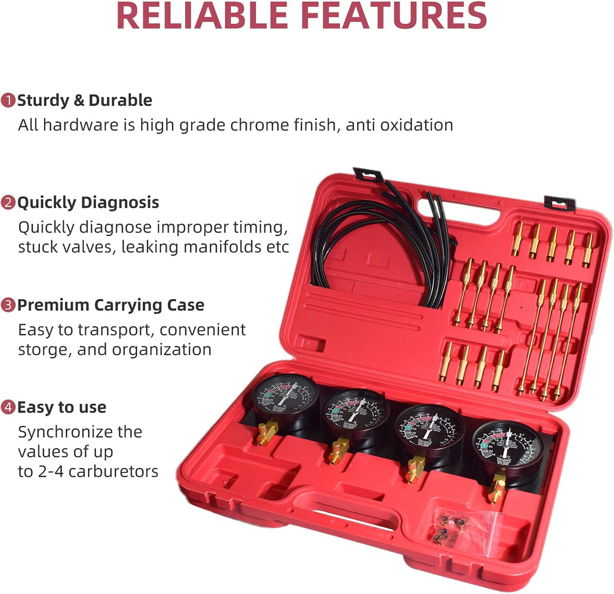 Universal Vacuum Carburetor Synchronization Balancer Gauge Adjustment Tool Kit X720328