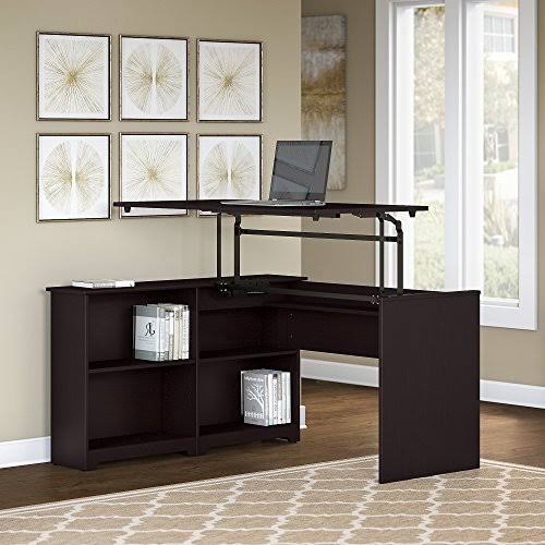 Espresso Oak Corner Bookshelf Desk N179210