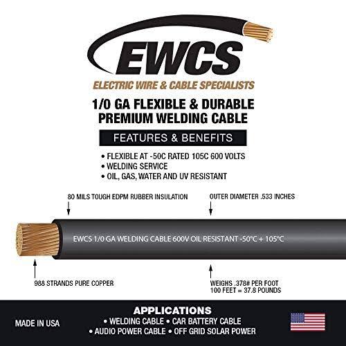 25 Feet Black Welding Cable U876763
