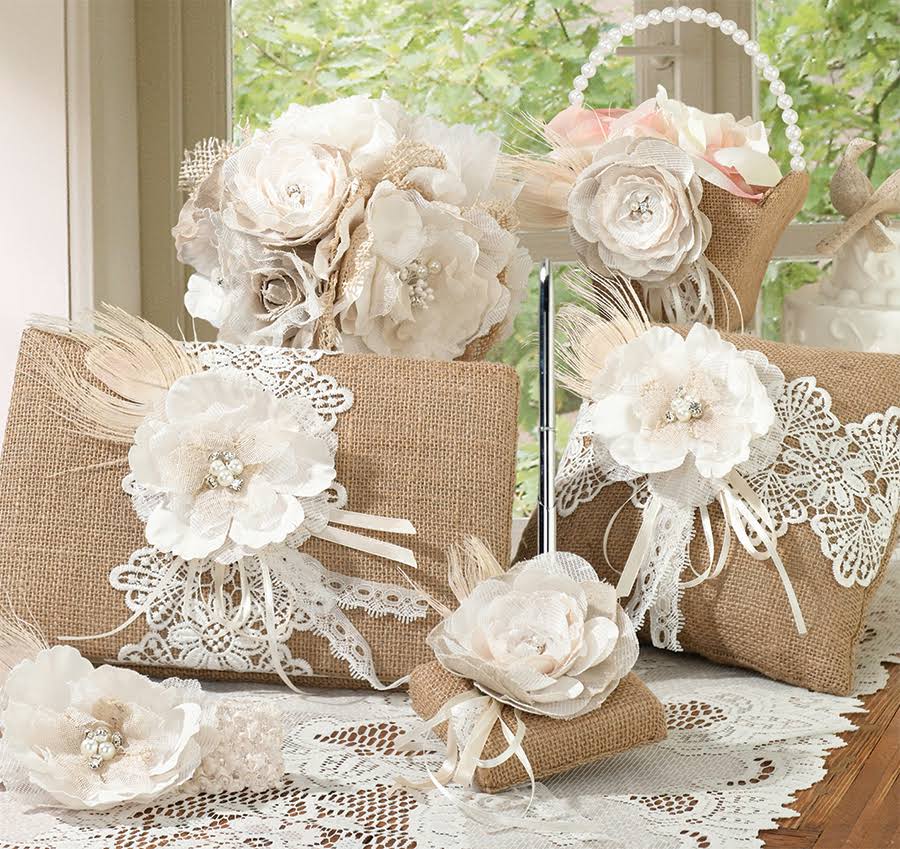 Burlap and Lace Card Box A1381