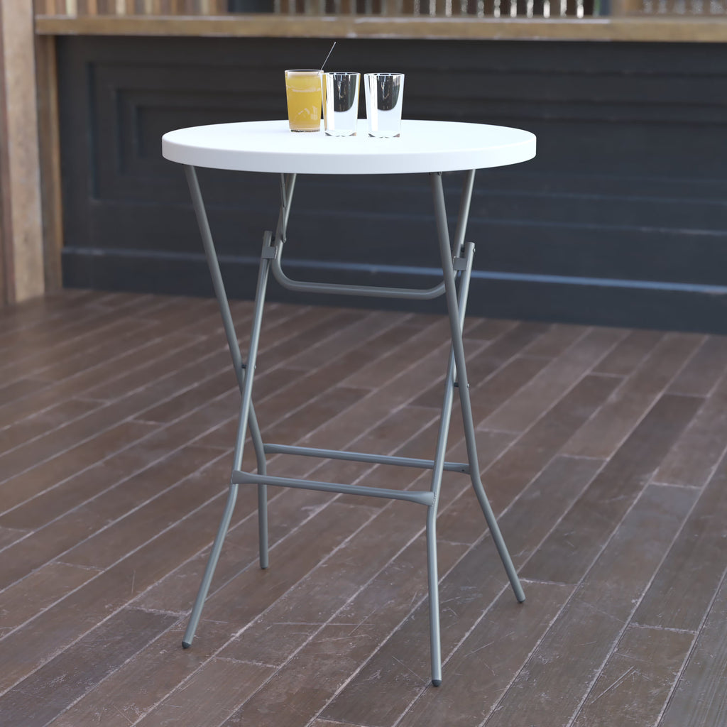 2.6-Foot Round Granite White Plastic Folding Table F387