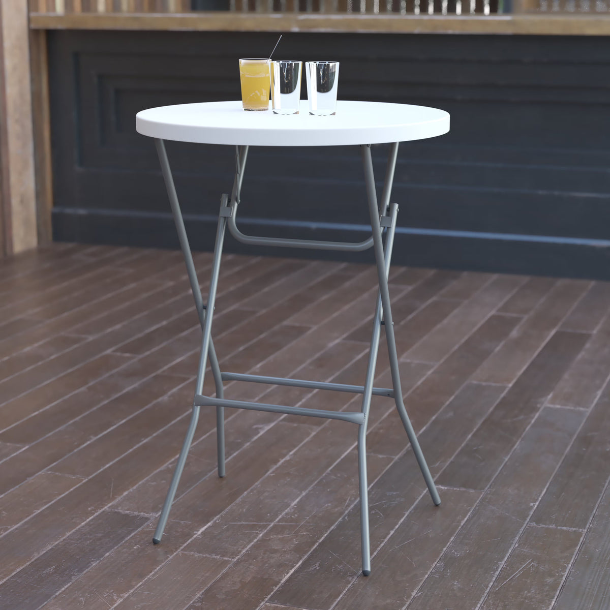 2.6-Foot Round Granite White Plastic Folding Table F387