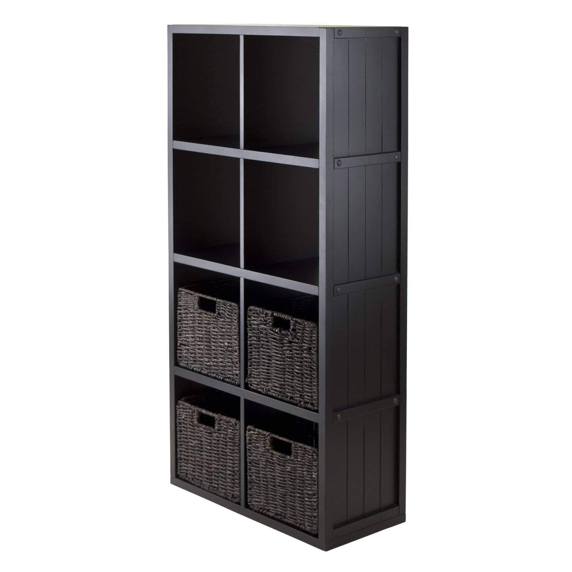 5-Pc Wainscoting Panel Shelf 4 x 2 Cube with 4 Foldable Baskets P962389
