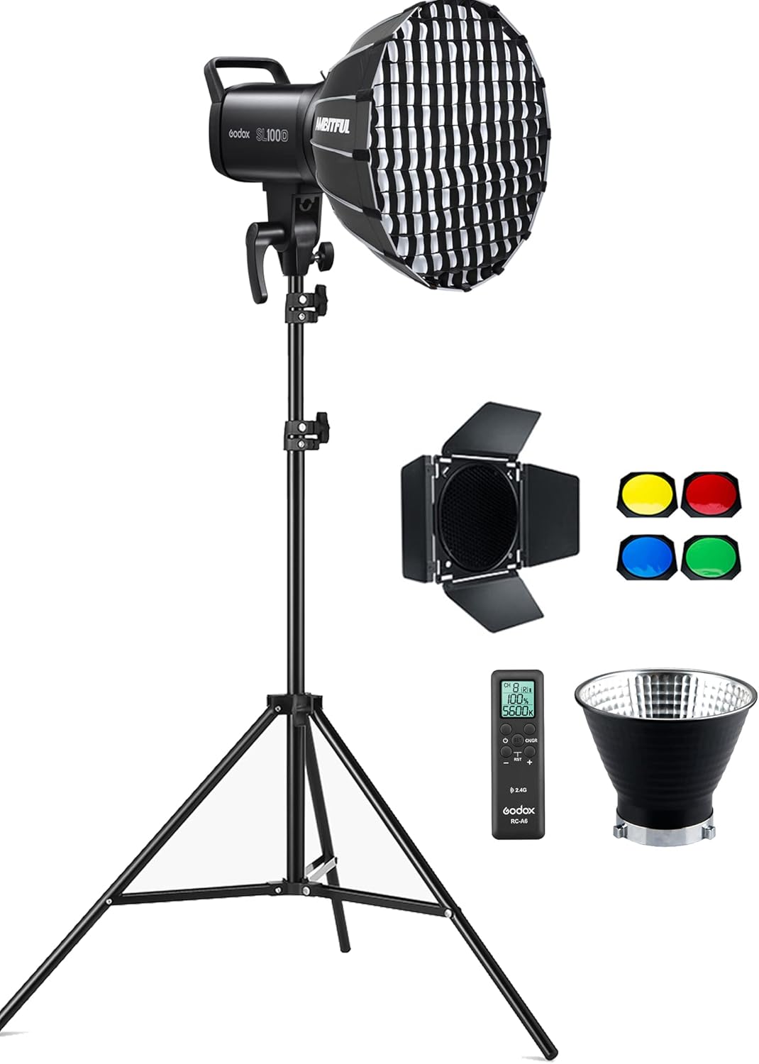 100W 5600K White LED Video Light with Soft Box, Light Stand, Carrying Bag C480