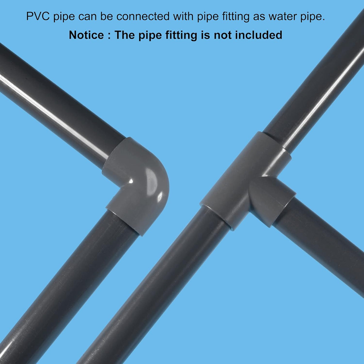 PVC Rigid Round Pipe 6 ID 13 Length Light Grey W69288