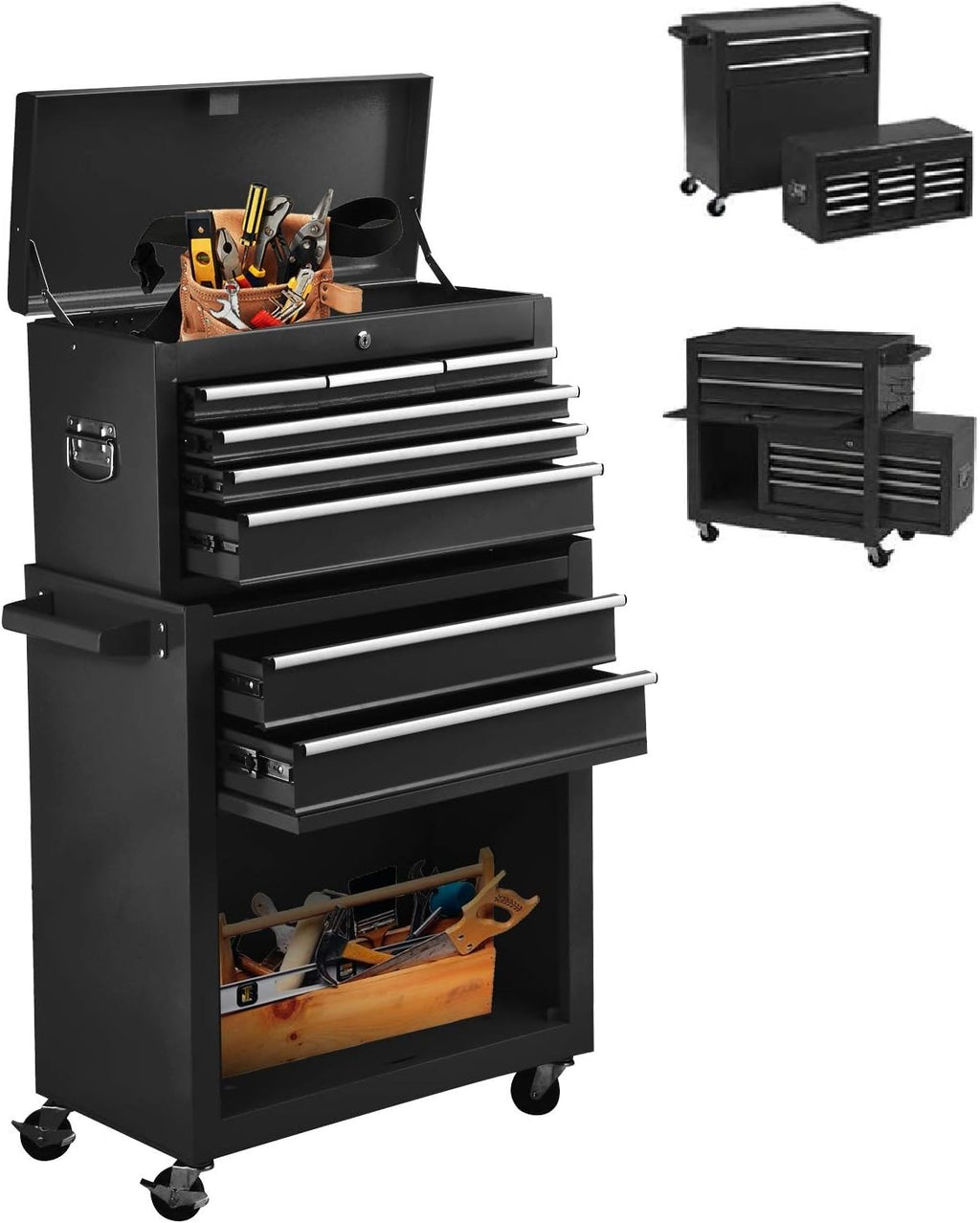 Red 8 Drawer Rolling Tool Chest with Wheels D7735