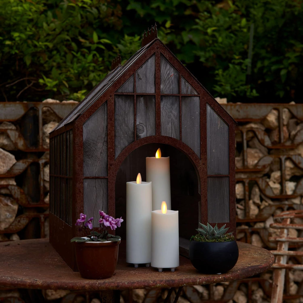 Set of 3 Flameless LED Pillar Candle with Remote Control, Ivory L159877