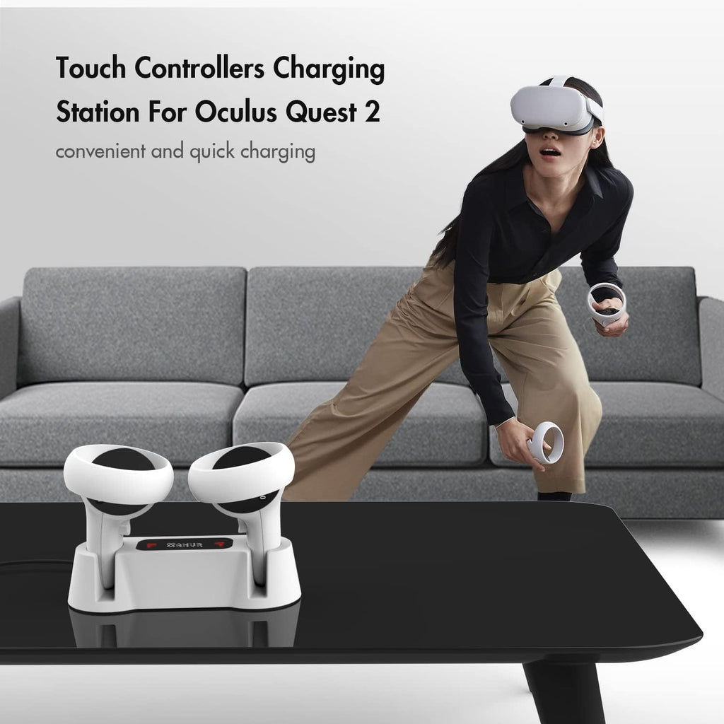 Charging Dock for Oculus Quest 2 Touch Controllers with 2 Rechargeable Batteries and USB-C Cable A77444